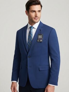 NWT J. Ferrar 360° Stretch Super Slim Navy Blue Sport Coat Blazer Size L 42/44 S